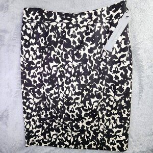 Classiques entier Skirt Women 8 Black Animal Print Straight Silk Wool Nordstrom